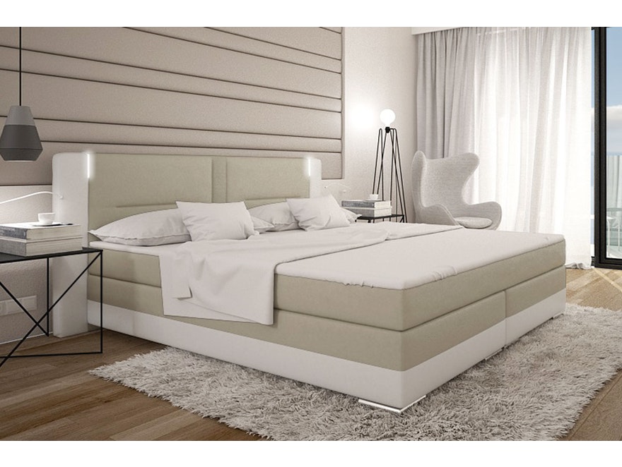 Innocent® Boxspringbett 180x200 cm beige weiß Hotelbett LED BARGO 12618 - 1