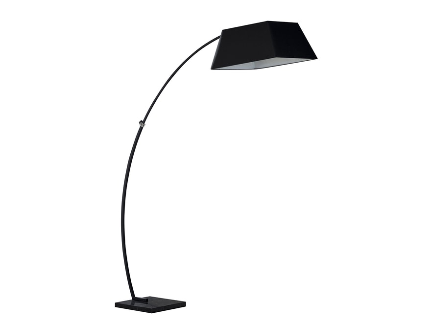 SalesFever® Stehlampe Schwarz mit Mamorsockel Bogenlampe mit Stoffschirm und square Fuß LEVI 13515 - 1