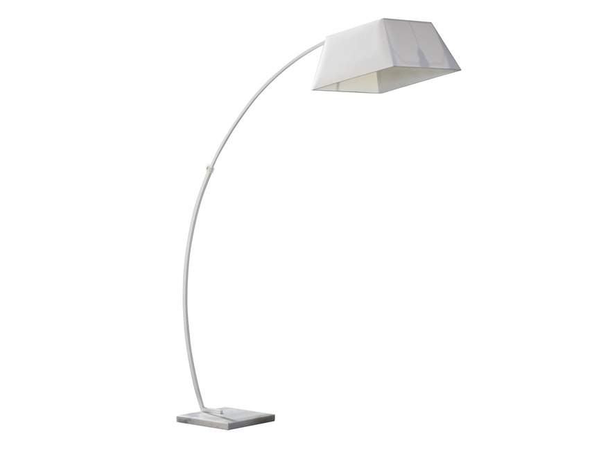 SalesFever® Stehlampe Weiß mit Marmorsockel Bogenlampe mit Stoffschirm und square Fuß LEVI 374634 - 1