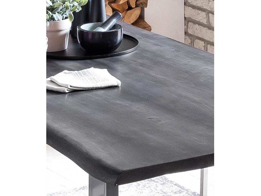 SalesFever® Esstisch 120 x 80 cm Baumkante grau Akazie schwarz EVA 381526 - 2