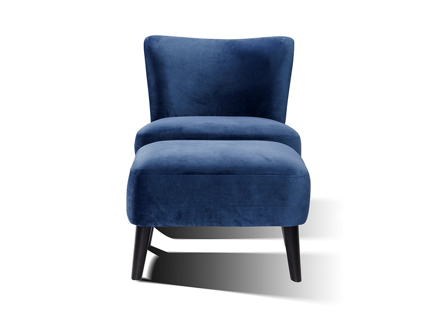 Sessel inkl. Hocker blau Stil Samt Calypso im aus Retro