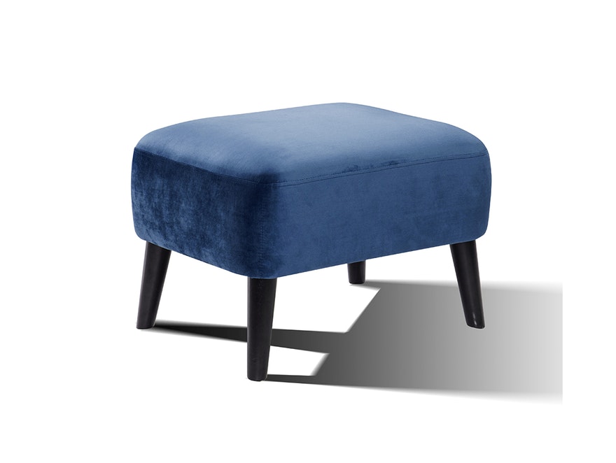 Sessel inkl. Hocker blau aus Retro im Samt Stil Calypso