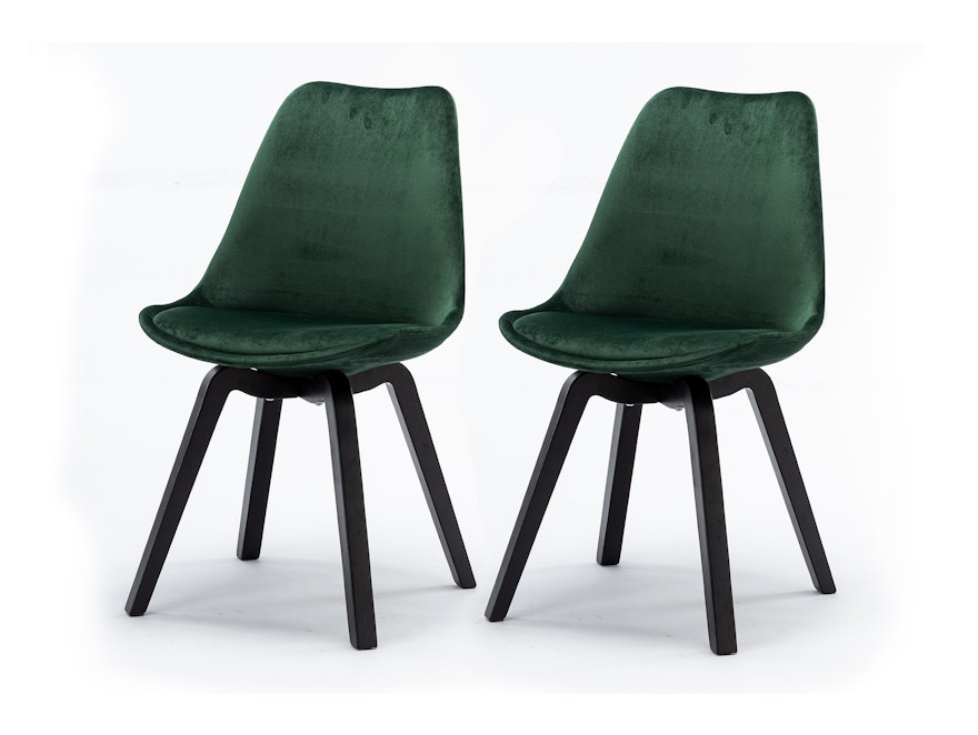 SalesFever® Polsterstuhl tannengrün 2er Set Retro aus Samt Calypso 387979 - 1