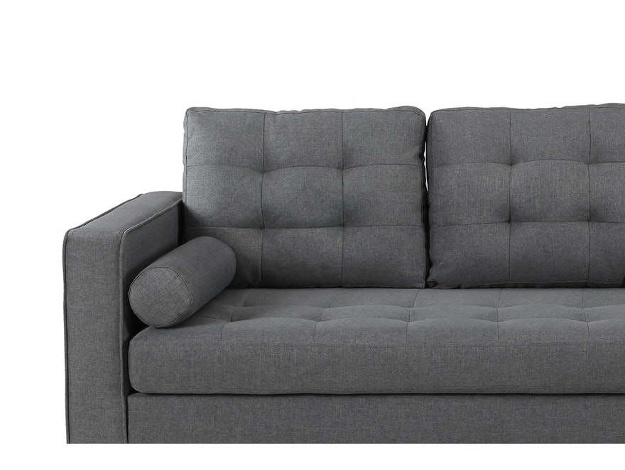 SalesFever® Sofa grau 3-Sitzer inkl. 2 Kissenrollen Leinen-Optik Amsterdam 380963 - 3