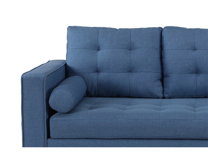 SalesFever® Sofa blau 3-Sitzer inkl. 2 Kissenrollen Leinen-Optik Amsterdam 380970 - 3