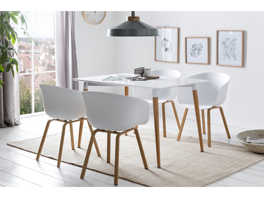 SalesFever® Essgruppe 4 Stühle weiß weiß mit Tisch 120x80 cm und 4 Stühlen 5-tlg. Nordin 390283 - 1