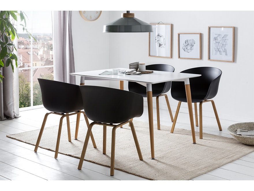 SalesFever® Essgruppe 4 Stühle schwarz weiß mit Tisch 120x80 cm und 4 Stühlen 5-tlg. Nordin 390276 - 1