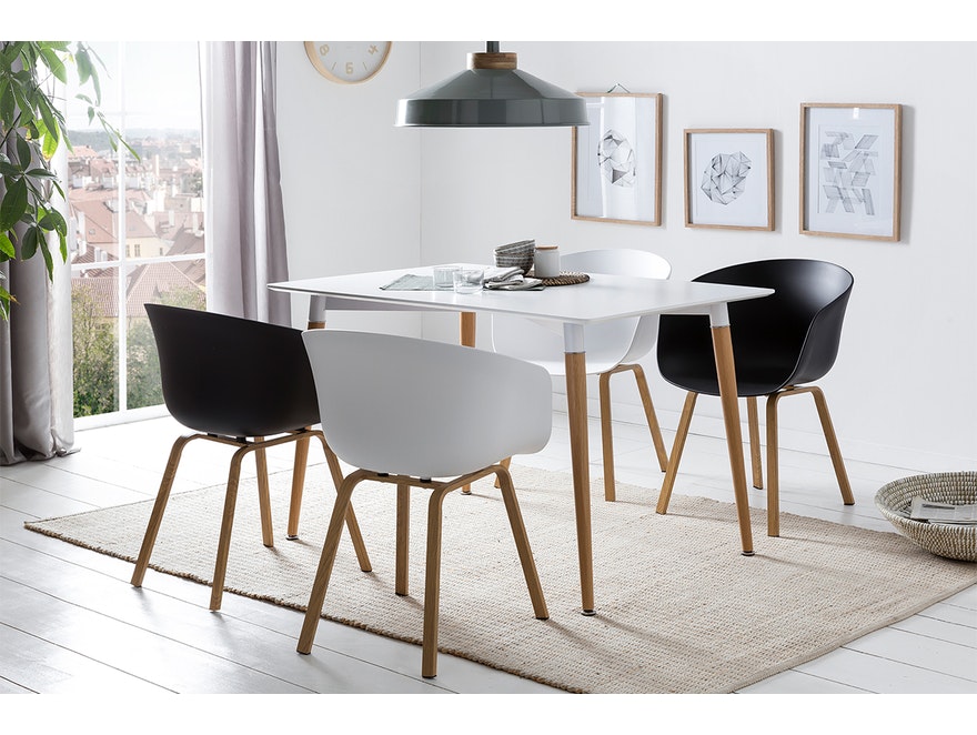 SalesFever® Essgruppe 2 Stühle weiß / 2 Stühle schwarz weiß mit Tisch 120x80 cm und 4 Stühlen 5-tlg. Nordin 390290 - 1