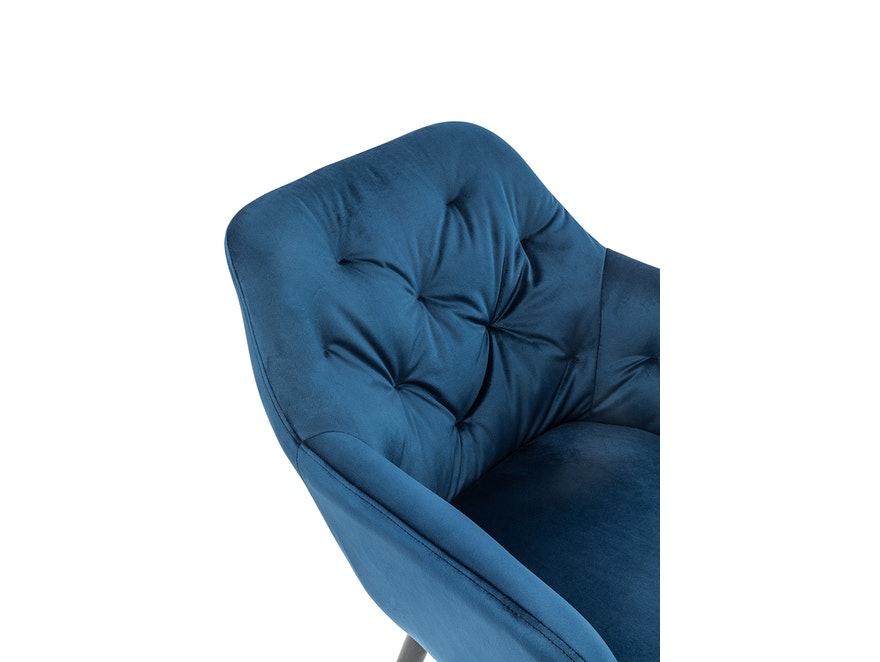 SalesFever® Polsterstuhl blau Samt mit Armlehnen und Knopfheftung Fran 389980 - 8