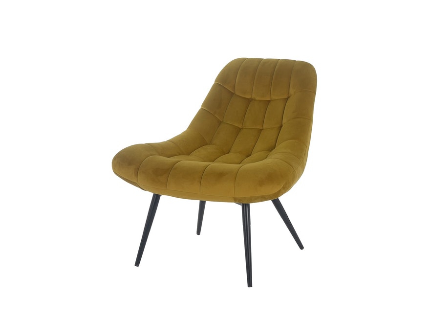 SalesFever® Loungesessel gelb XXL-Sitzfläche Steppung Samt Metall schwarz CHICAGO 390559 - 2