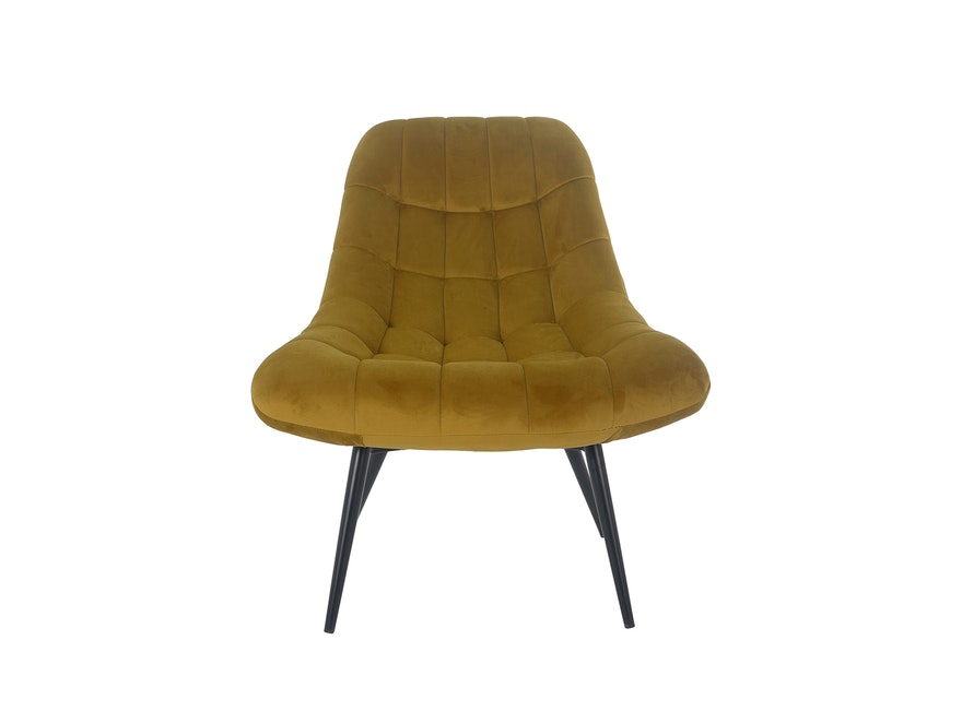 SalesFever® Loungesessel gelb XXL-Sitzfläche Steppung Samt Metall schwarz CHICAGO 390559 - 3