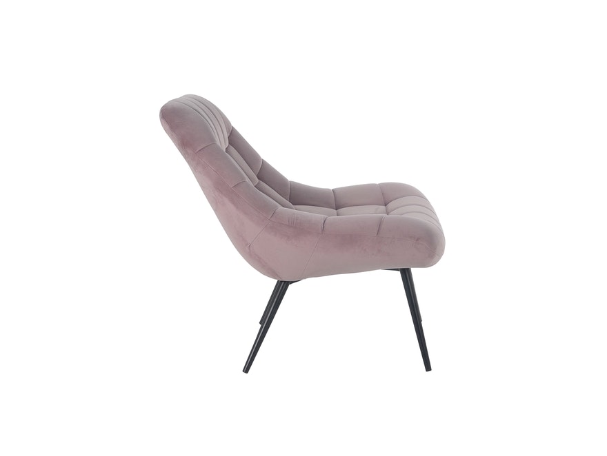 SalesFever® Loungesessel rosa XXL-Sitzfläche Steppung Samt Metall schwarz CHICAGO 390566 - 4
