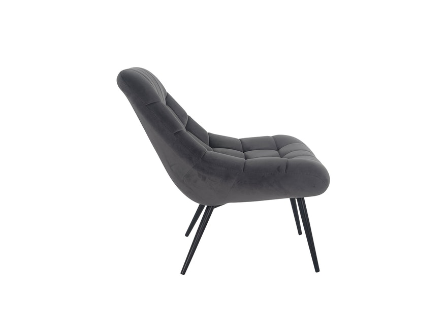 SalesFever® Loungesessel grau XXL-Sitzfläche Steppung Samt Metall schwarz CHICAGO 390580 - 4