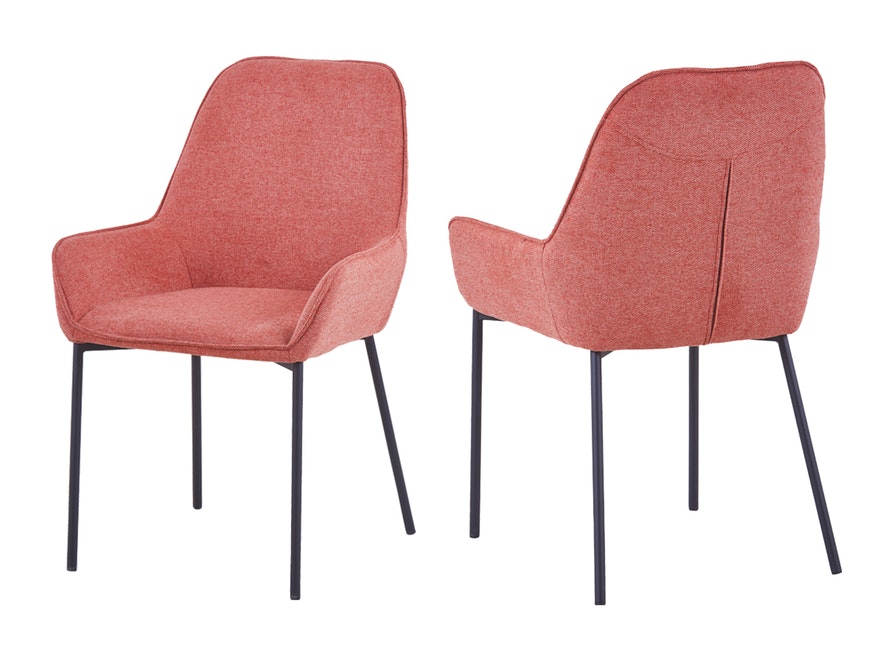 SalesFever® Polsterstuhl dusty pink 2er Set Strukturstoff mit Armlehnen Metall schwarz Stuhl LINNEA 391969 - 2