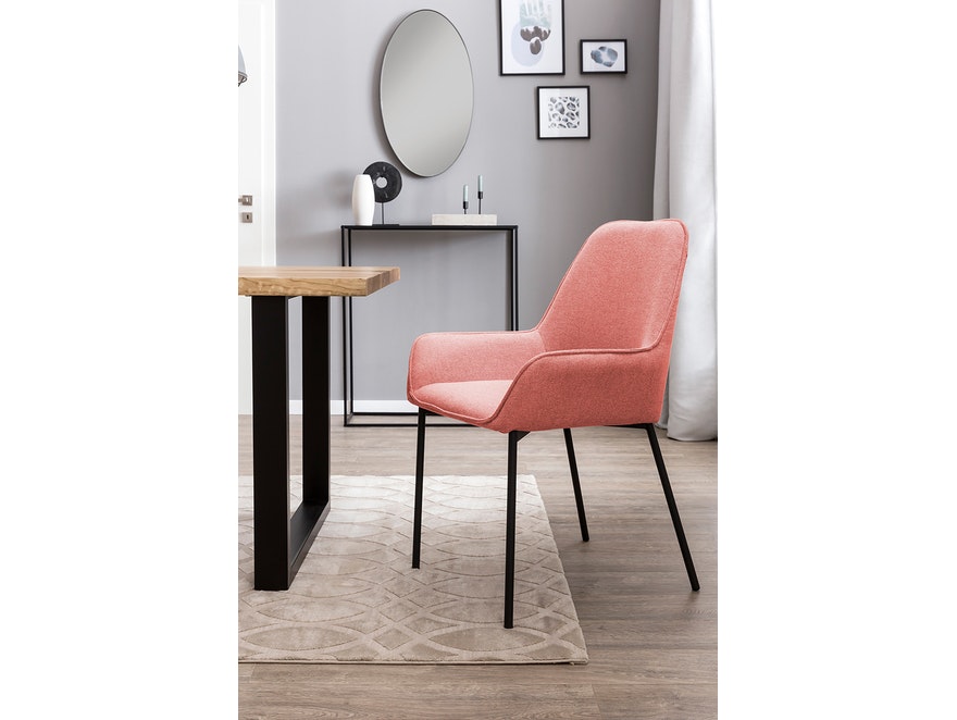 SalesFever® Polsterstuhl dusty pink 2er Set Strukturstoff mit Armlehnen Metall schwarz Stuhl LINNEA 391969 - 1