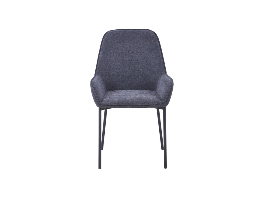 SalesFever® Polsterstuhl dunkelgrau 2er Set Strukturstoff mit Armlehnen Metall schwarz Stuhl LINNEA 391983 - 4