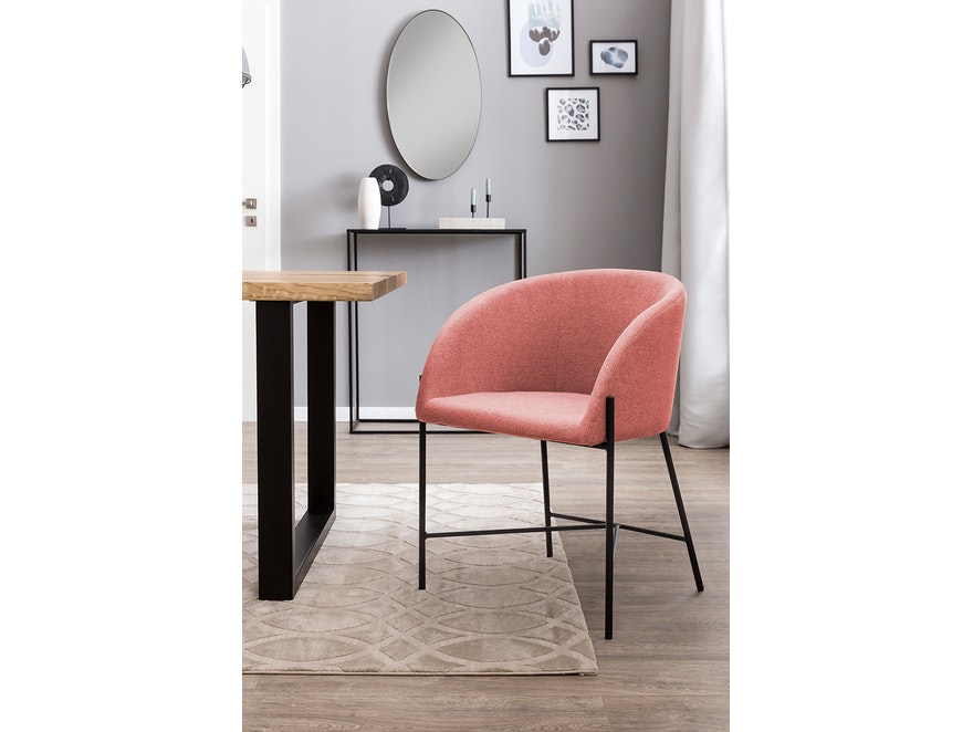 SalesFever® Polsterstuhl dusty pink Strukturstoff mit Armlehnen Metall schwarz Stuhl SJARD 392027 - 1