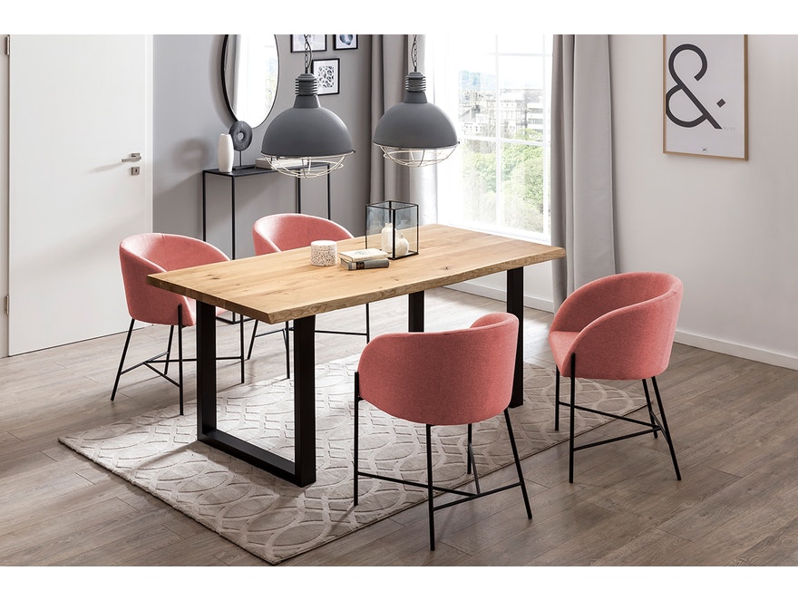 SalesFever® Polsterstuhl dusty pink Strukturstoff mit Armlehnen Metall schwarz Stuhl SJARD 392027 - 5