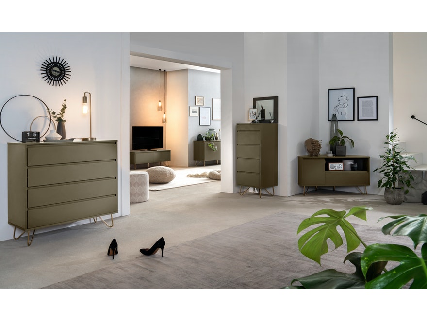 SalesFever® Sideboard Grau mit 2 Türen und 3 Schubladen Beine Messing LOTTA 393000 - 7