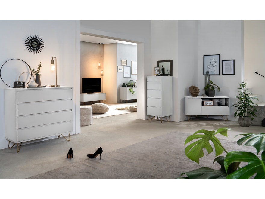 SalesFever® Sideboard Weiß mit 2 Türen und 3 Schubladen Beine Messing LOTTA 393017 - 7