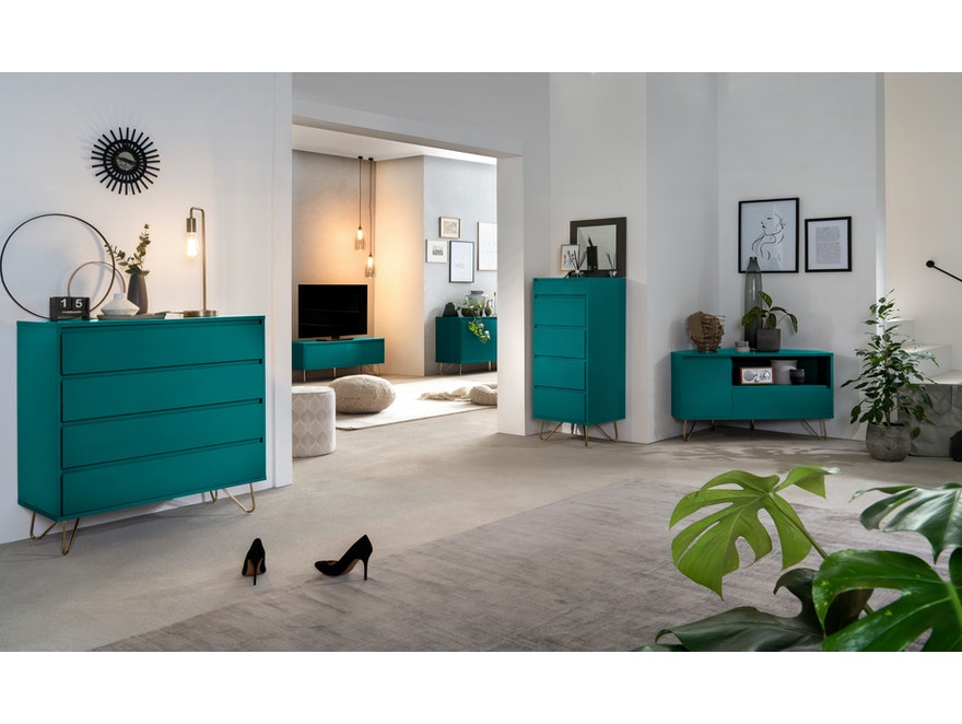 SalesFever® Sideboard Blau mit 2 Türen und 3 Schubladen Beine Messing LOTTA 393543 - 7