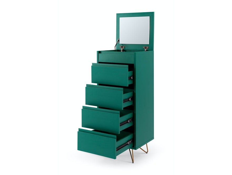 SalesFever® Kommode Grün hoch mit 4 Schubladen und Spiegel Beine Messing LOTTA 395080 - 3