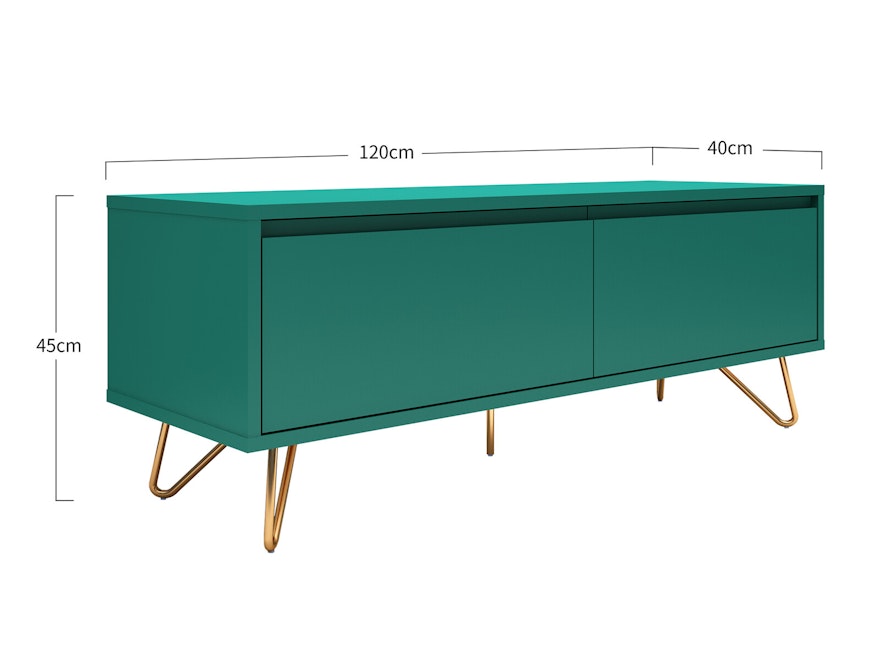 SalesFever® Lowboard Grün mit Klappfach und Schublade Beine Messing LOTTA 395066 - 5