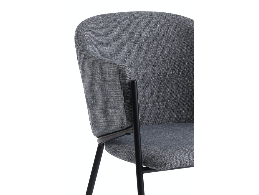 SalesFever® Esszimmerstuhl Grau 2er Set Strukturstoff mit Armlehnen Metall schwarz Stuhl CARO 393642 - 3