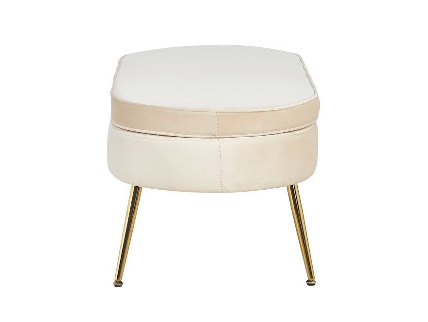 SalesFever® Sitzpouf Beige oval aus Samt, Beine Chrom goldfarben Arielle  395394 - 3