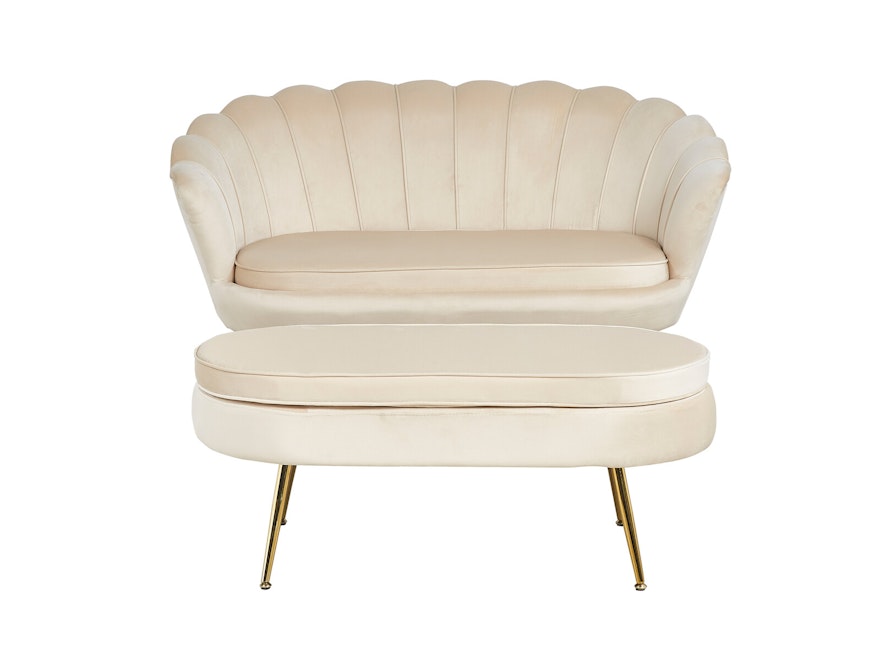 SalesFever® Sitzpouf Beige oval aus Samt, Beine Chrom goldfarben Arielle  395394 - 6