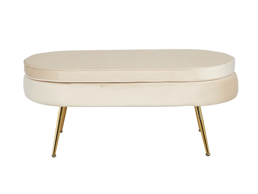 SalesFever® Sitzpouf Beige oval aus Samt, Beine Chrom goldfarben Arielle  395394 - 1