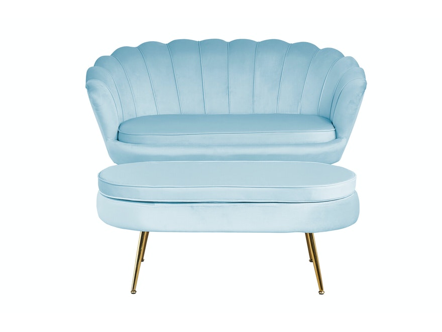 SalesFever® Sitzpouf Hellgrau oval aus Samt, Beine Chrom goldfarben Arielle 395448 - 6