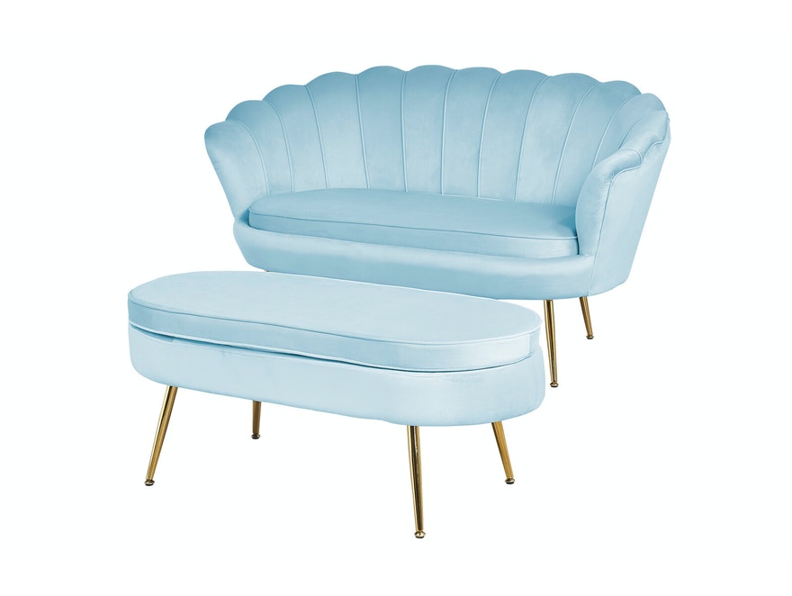 SalesFever® Sitzpouf Hellgrau oval aus Samt, Beine Chrom goldfarben Arielle 395448 - 5