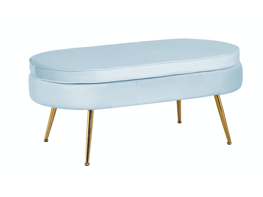SalesFever® Sitzpouf Hellgrau oval aus Samt, Beine Chrom goldfarben Arielle 395448 - 2