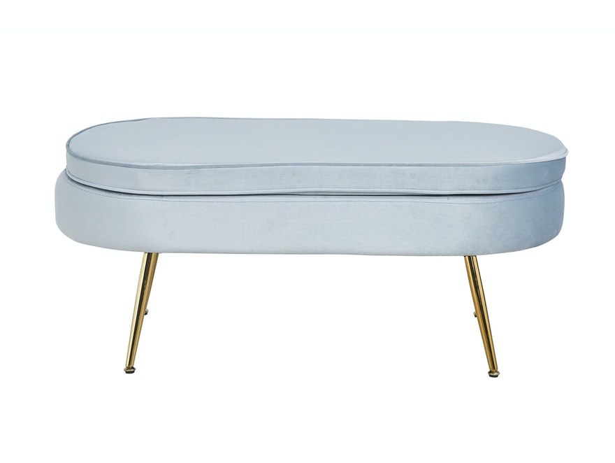 SalesFever® Sitzpouf Hellgrau oval aus Samt, Beine Chrom goldfarben Arielle 395448 - 1