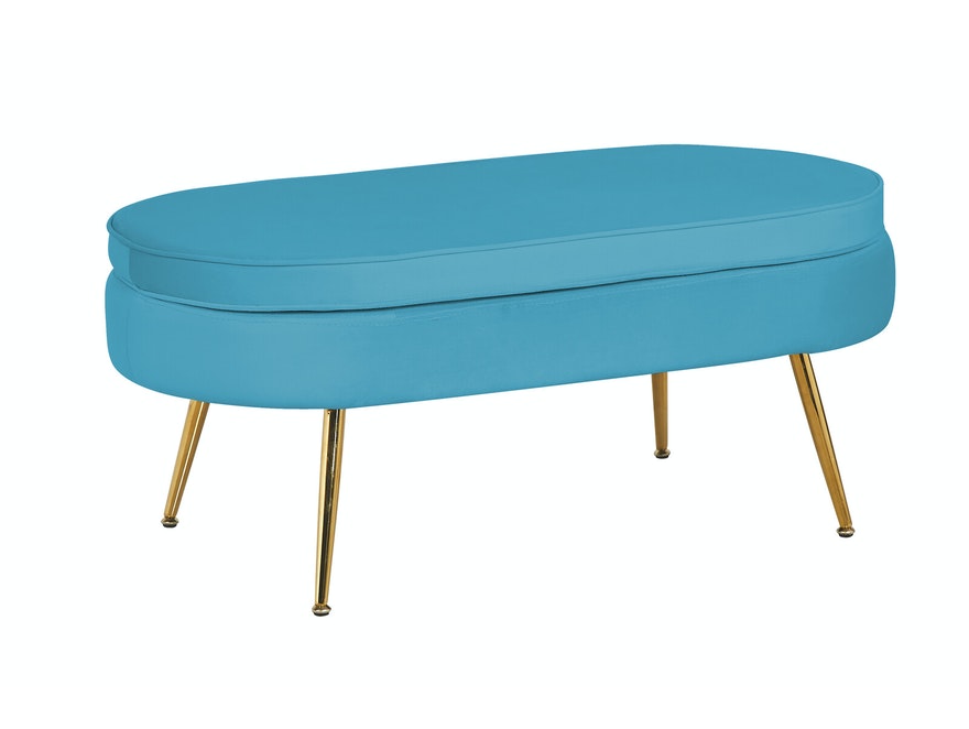SalesFever® Sitzpouf Blau oval aus Samt, Beine Chrom goldfarben Arielle 395431 - 2