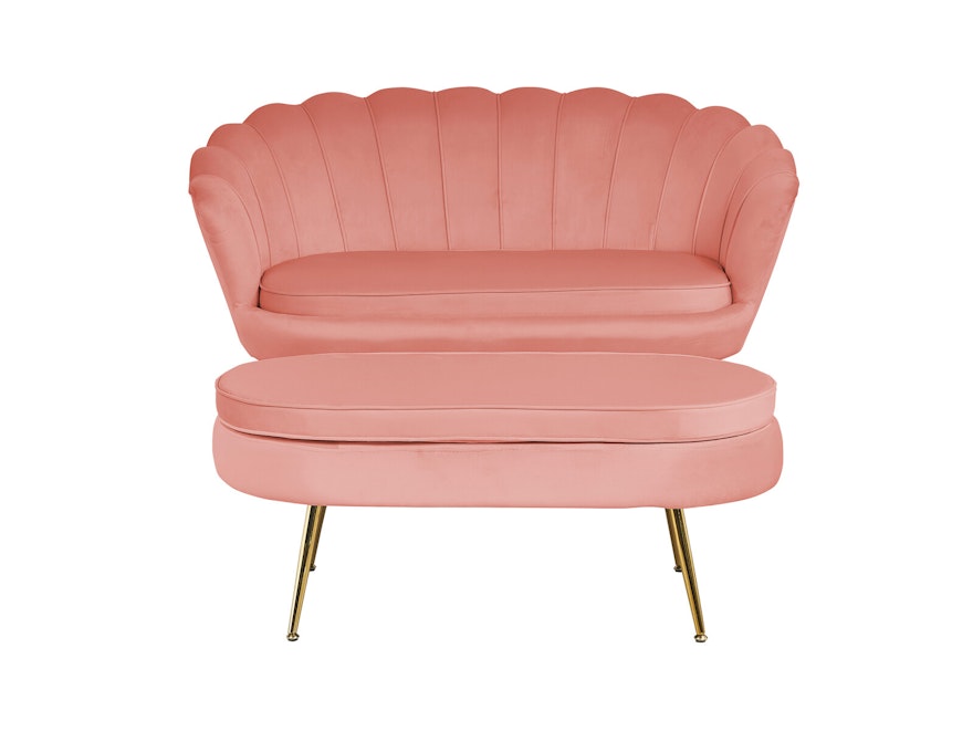 SalesFever® Sitzpouf Rose oval aus Samt, Beine Chrom goldfarben Arielle 395417 - 5
