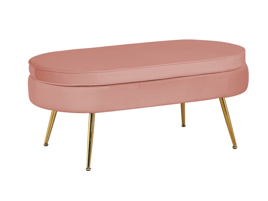 SalesFever® Sitzpouf Rose oval aus Samt, Beine Chrom goldfarben Arielle 395417 - 2