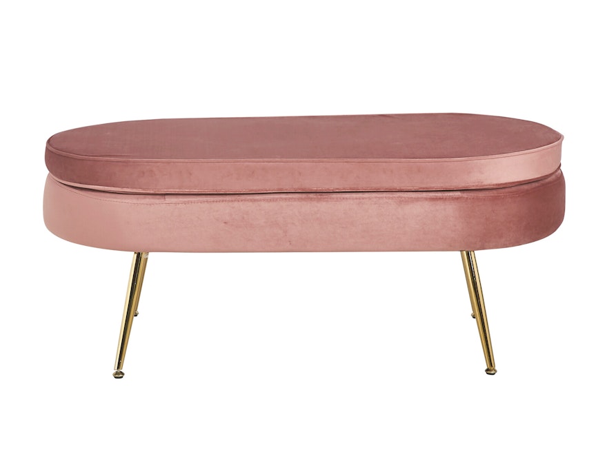 SalesFever® Sitzpouf Rose oval aus Samt, Beine Chrom goldfarben Arielle 395417 - 1