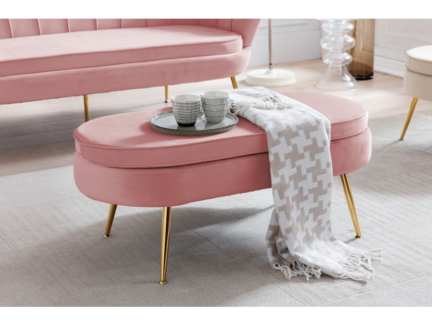SalesFever® Sitzpouf Rose oval aus Samt, Beine Chrom goldfarben Arielle 395417 - 7