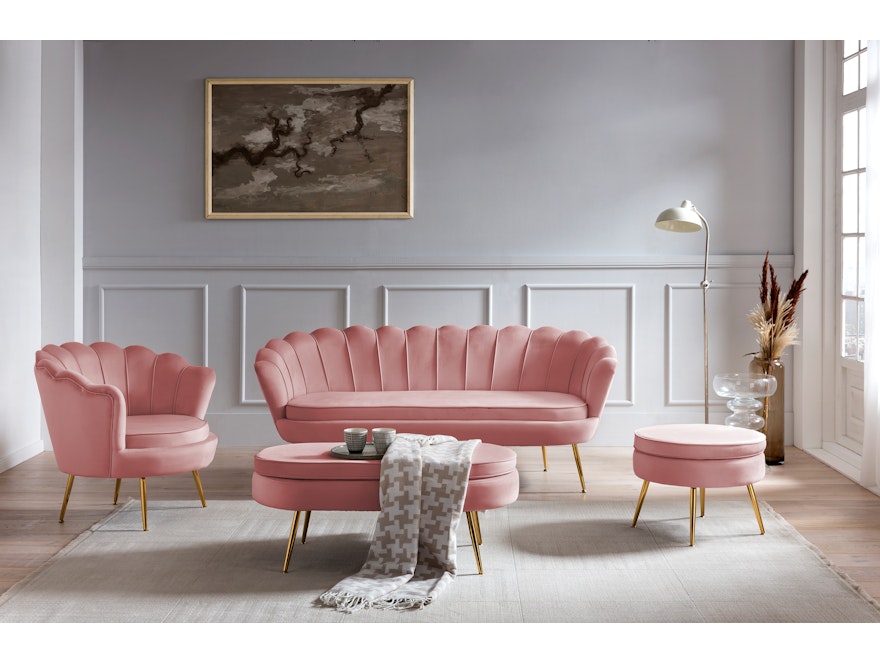 SalesFever® Sitzpouf Rose oval aus Samt, Beine Chrom goldfarben Arielle 395417 - 8