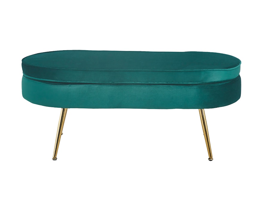 SalesFever® Sitzpouf Grün oval aus Samt, Beine Chrom goldfarben Arielle 395400 - 1