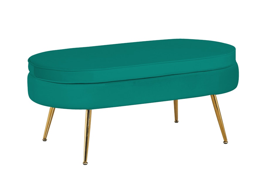 SalesFever® Sitzpouf Grün oval aus Samt, Beine Chrom goldfarben Arielle 395400 - 2