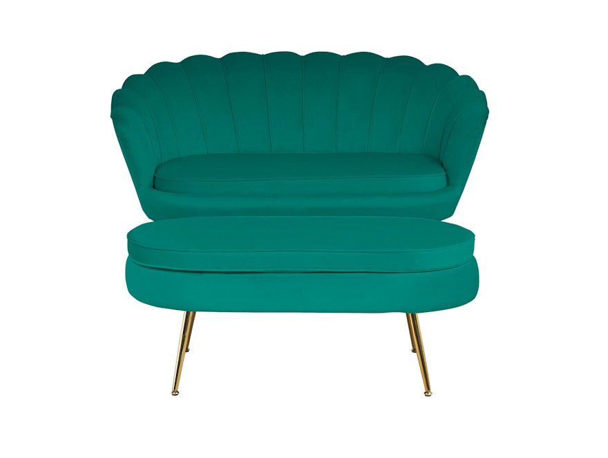 SalesFever® Sitzpouf Grün oval aus Samt, Beine Chrom goldfarben Arielle 395400 - 6