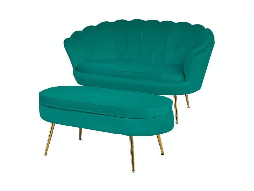 SalesFever® Sitzpouf grün oval aus Samt Arielle  395400 - 5