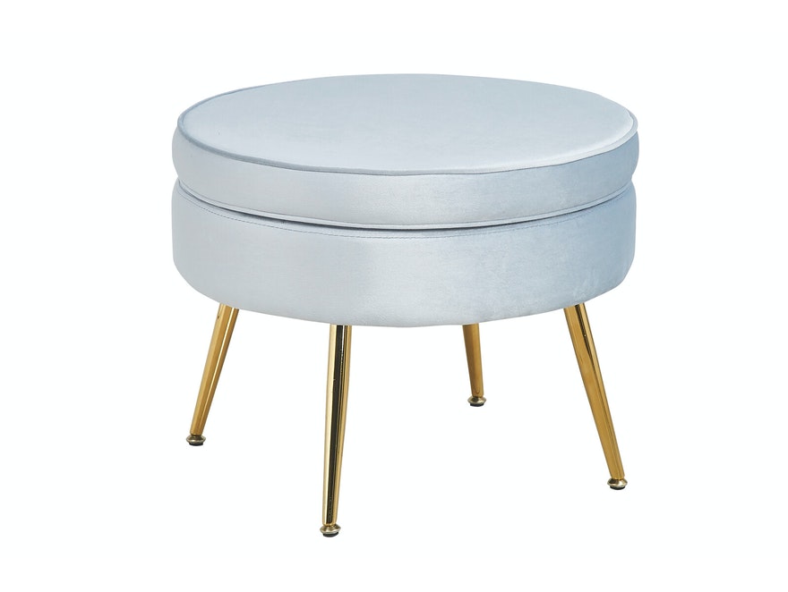 SalesFever® Sitzpouf Hellgrau rund aus Samt, Beine Chrom goldfarben Arielle 395387 - 1