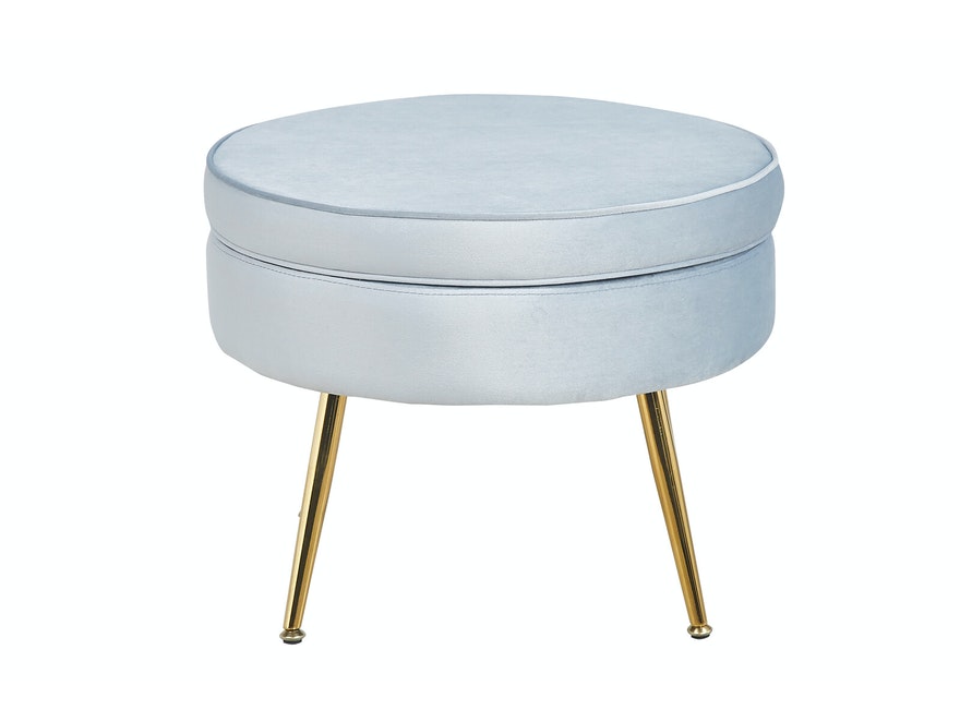SalesFever® Sitzpouf Hellgrau rund aus Samt, Beine Chrom goldfarben Arielle 395387 - 2