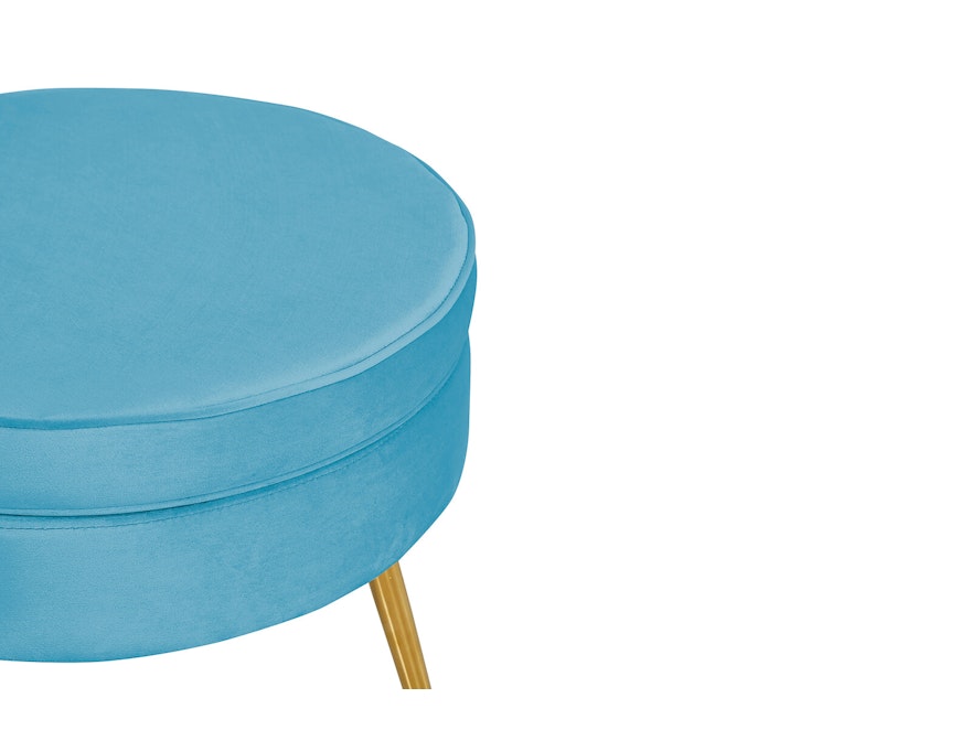 SalesFever® Sitzpouf Blau rund aus Samt, Beine Chrom goldfarben Arielle 395370 - 3