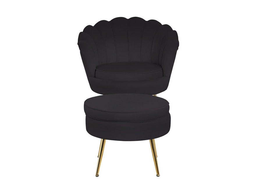 SalesFever® Sitzpouf Schwarz rund aus Samt, Beine Chrom goldfarben Arielle 395363 - 4