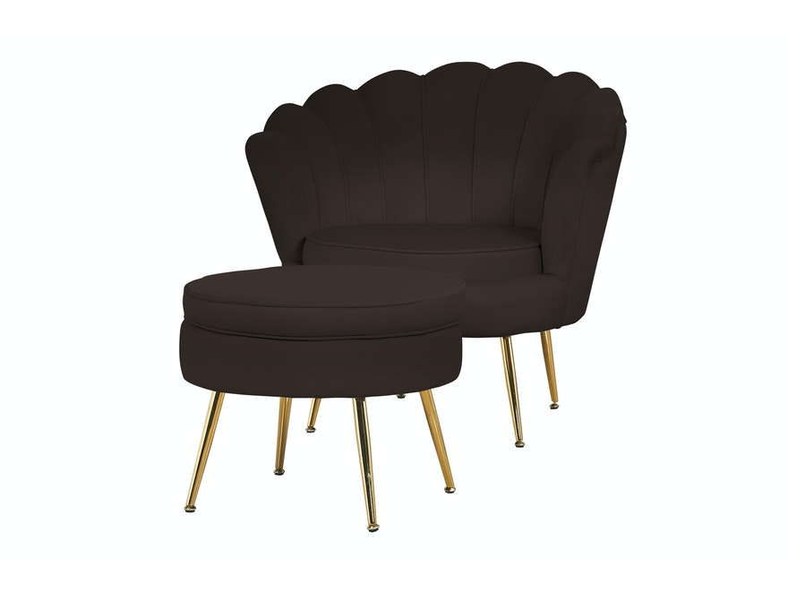 SalesFever® Sitzpouf Schwarz rund aus Samt, Beine Chrom goldfarben Arielle 395363 - 5